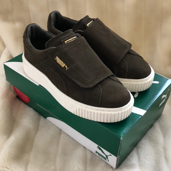 puma suede platform olive